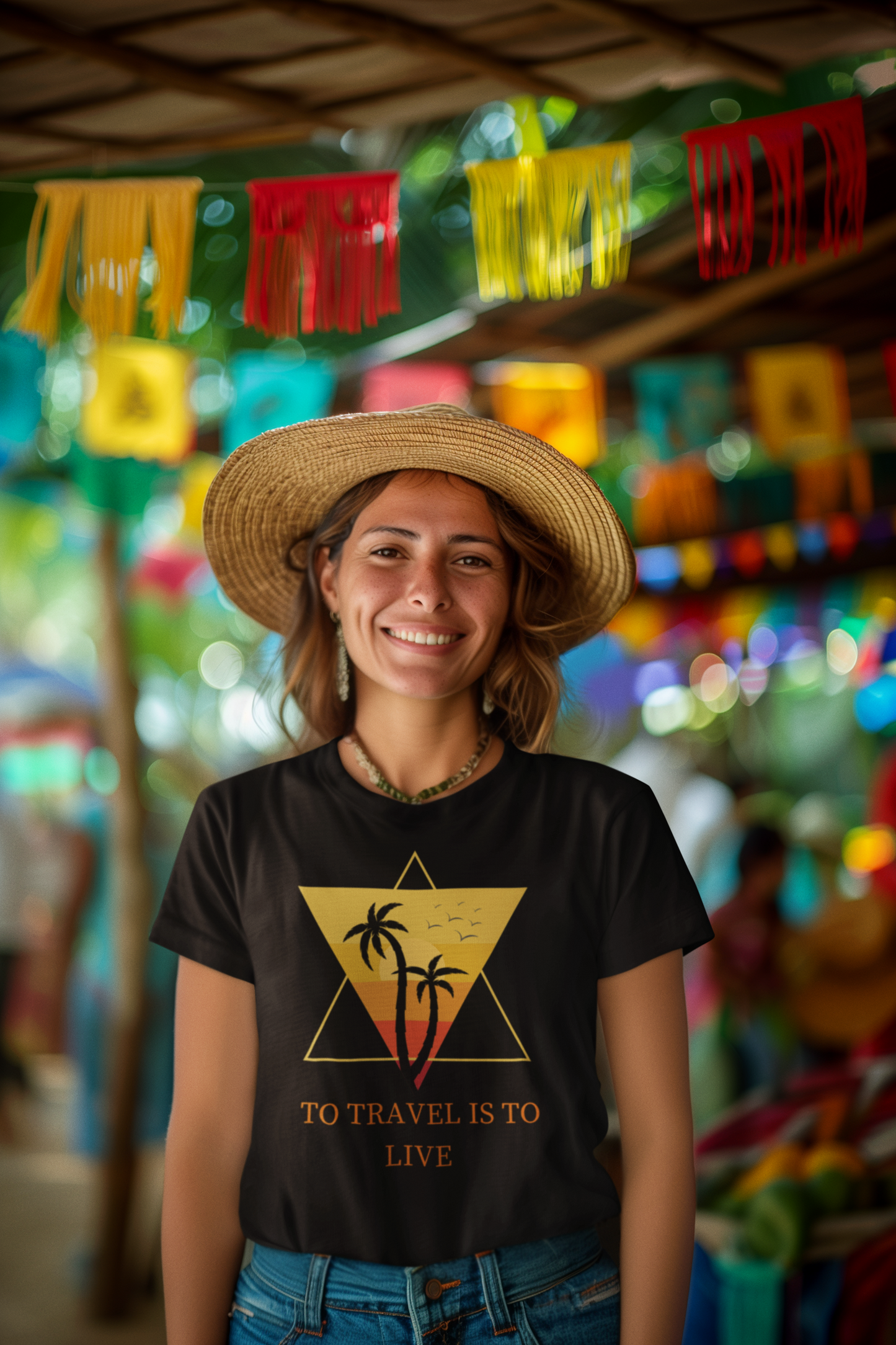 Black Cotton T Shirt, size XL, To Travel is to Live, Women's Wear Everyday Summer Crewneck