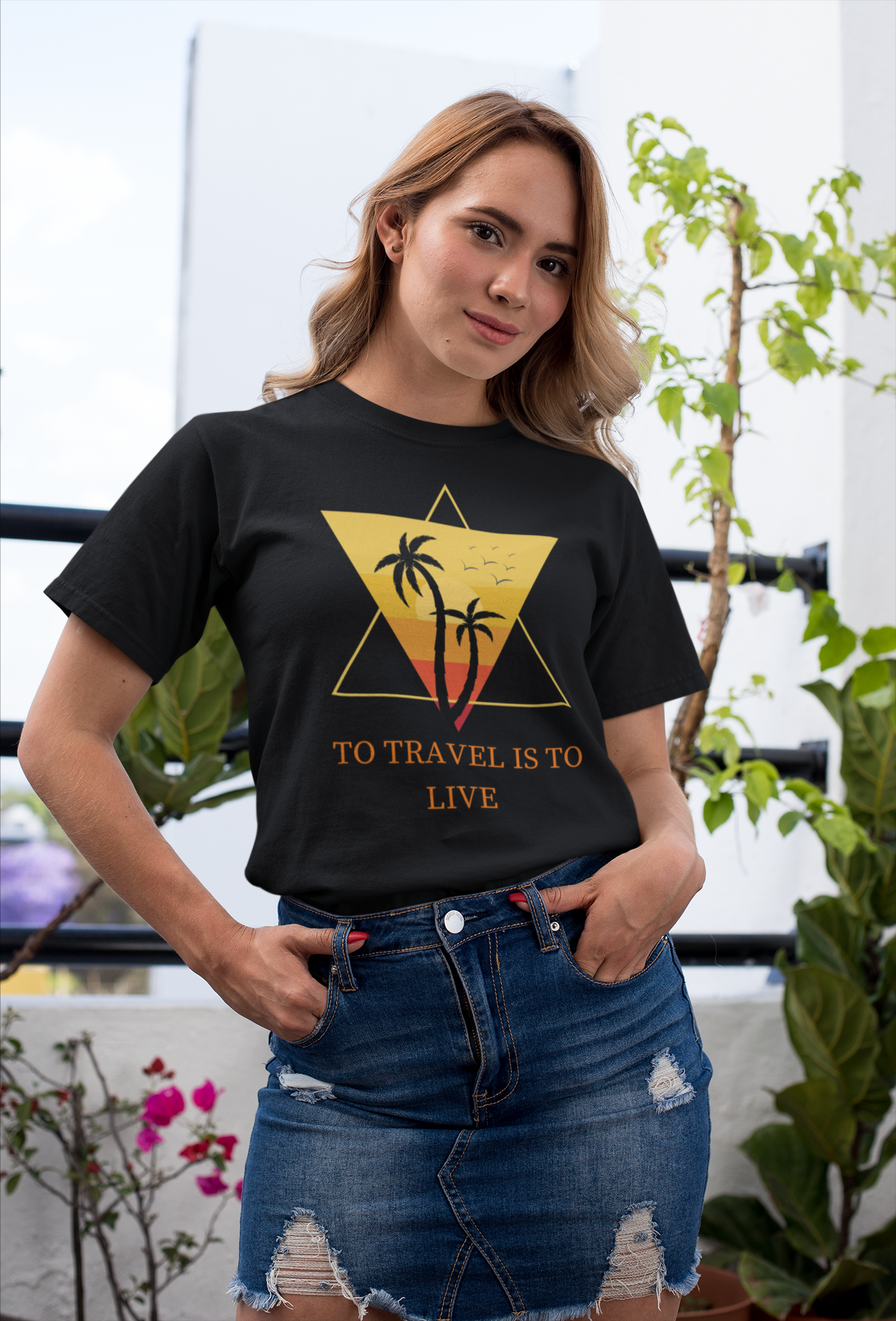 Black Cotton T Shirt, size XL, To Travel is to Live, Women's Wear Everyday Summer Crewneck